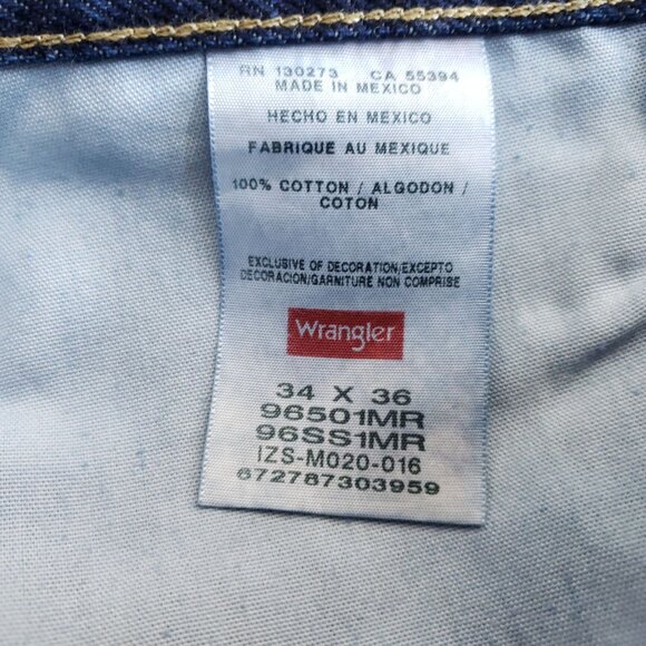 Wrangler Regular Fit Straight Leg Jeans Men's Sz 34/36 Dark Wash - Picture 5 of 7